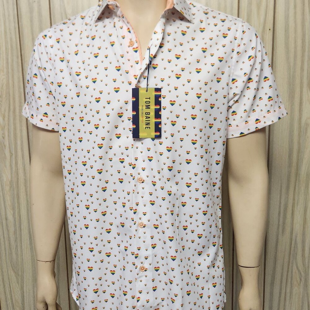 Pride collection shirt M rainbow hearts Tom Baine NEW